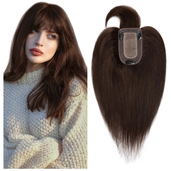 Remy Other - NWT 100% Remy Human Hair Topper Dark Brown 12 inches